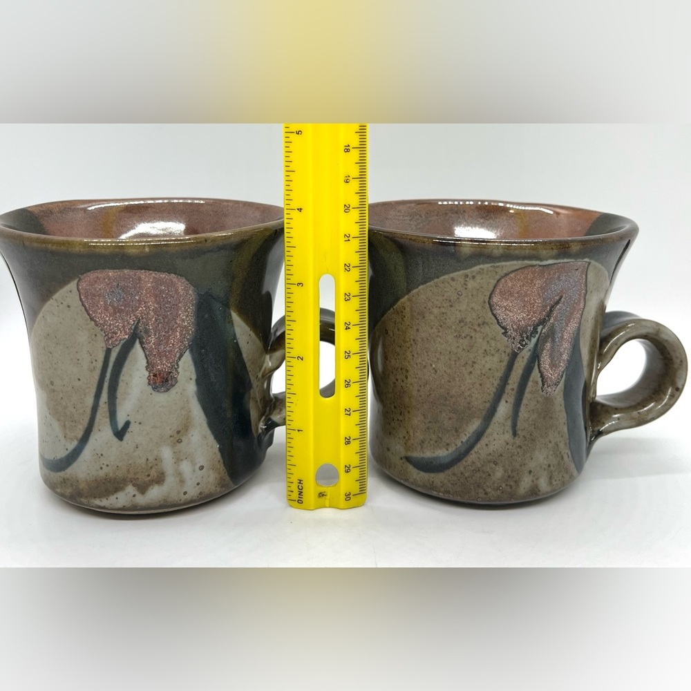 Y2K Signed John Freimarck Set of 2 Studio Pottery Mugs - Picture 15 of 16